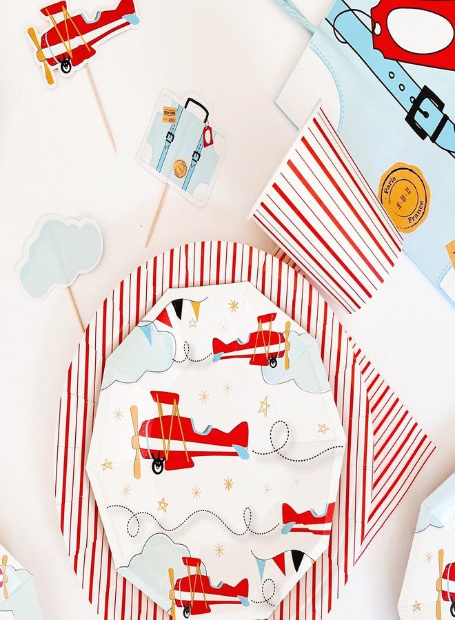 Pooka Airplane Party Plates (Pack of 8) | Airplane Plates | Airplane Birthday Party | Airplane Party Decorations | Airplane Paper Plates | Vintage Airplane Party Plates - Image 4